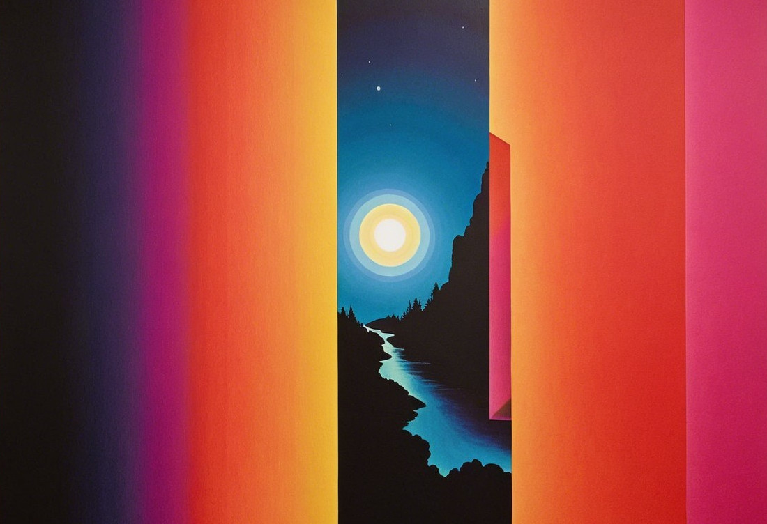 Abstract Landscape with Full Moon and Tranquil River