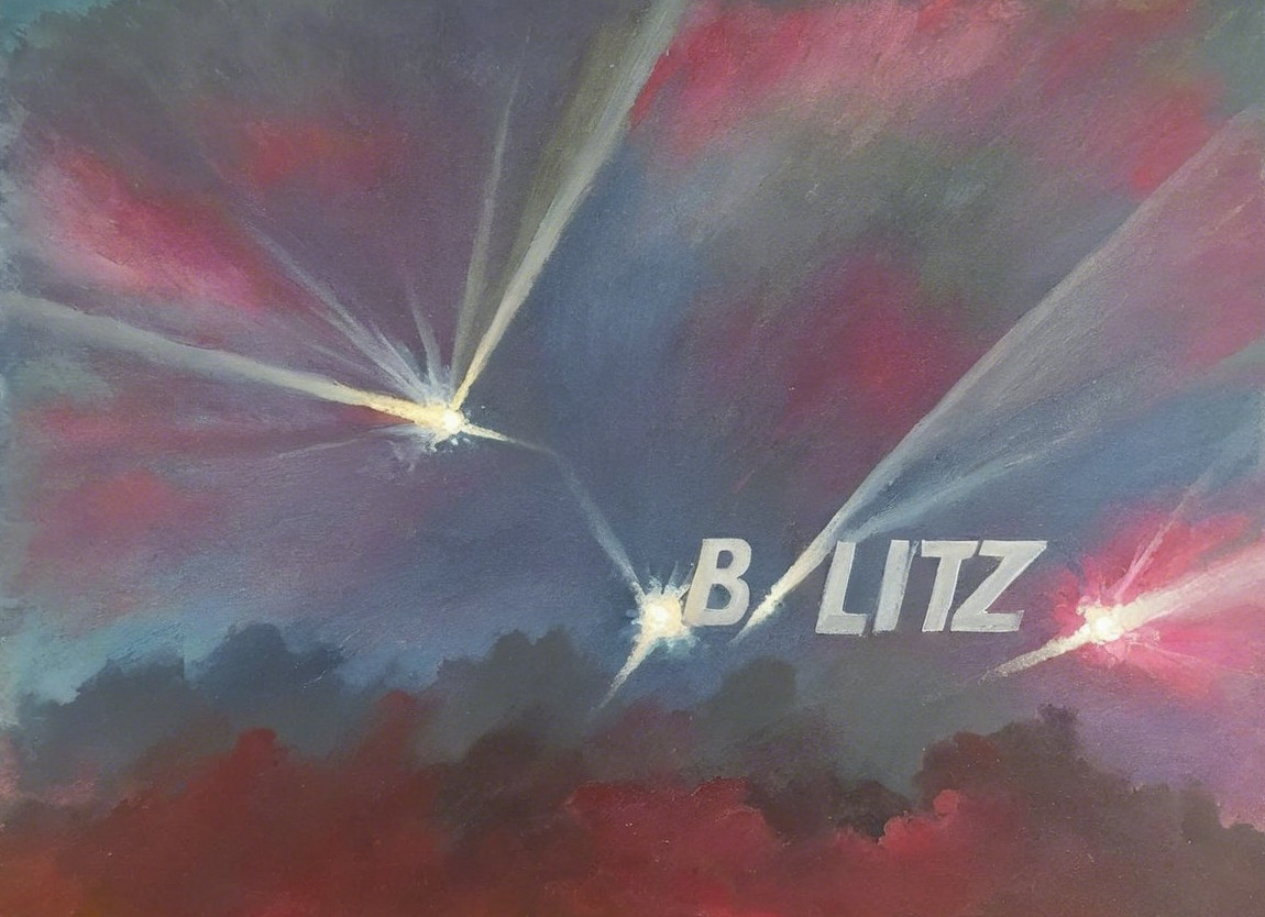 Celestial Scene with Comets and Bold "BLITZ" Text