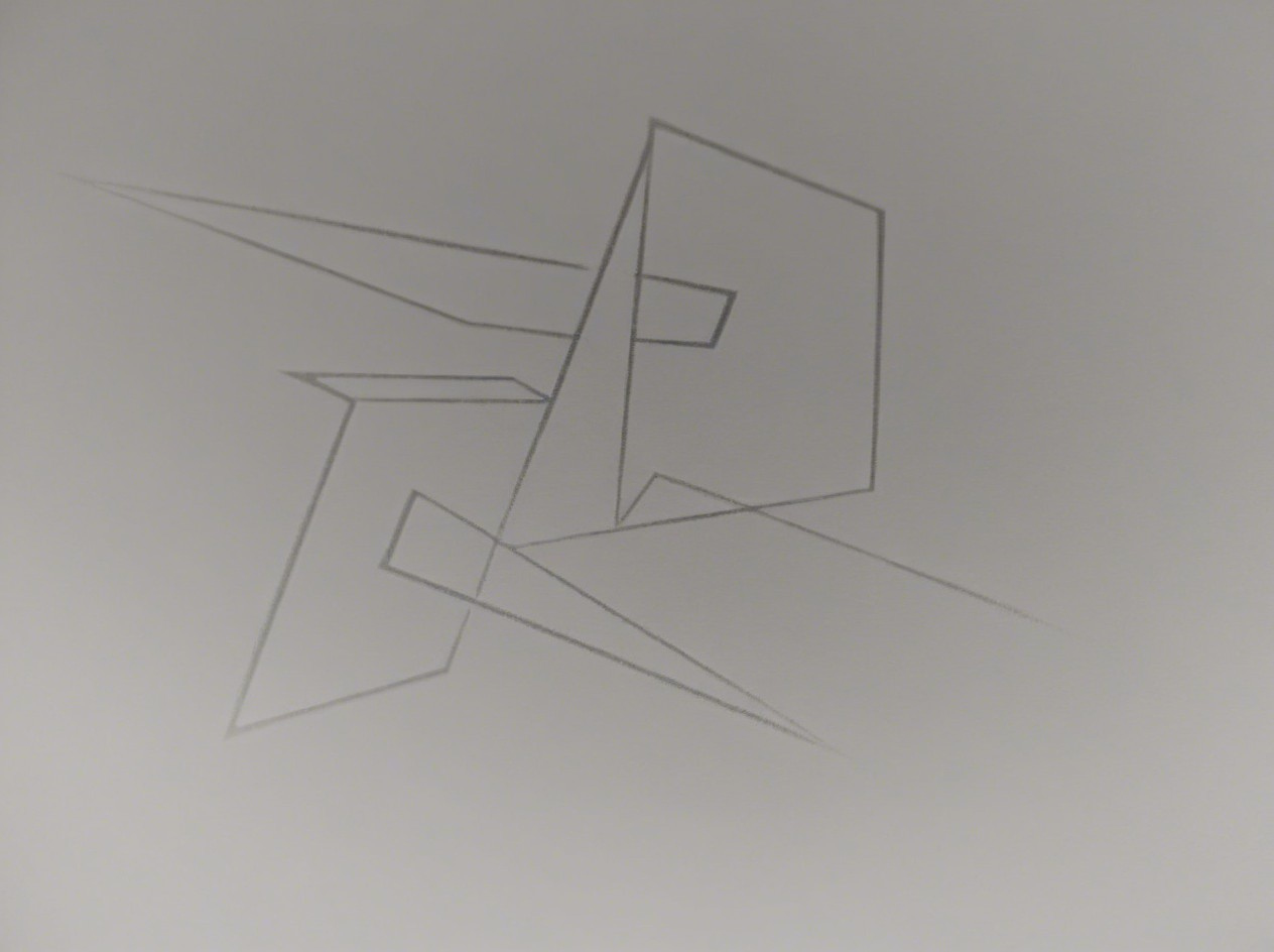 Abstract Composition of Gray Angled Lines on Background