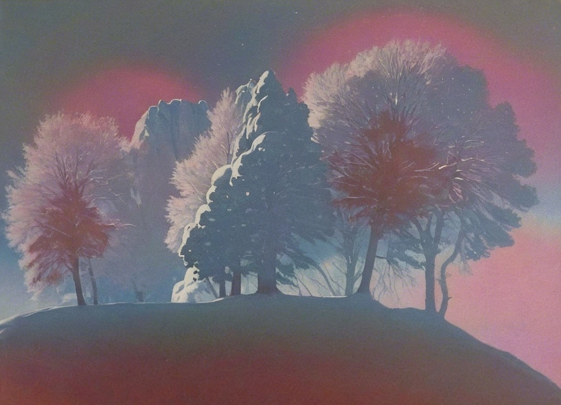 Serene Winter Landscape with Snow-Laden Trees