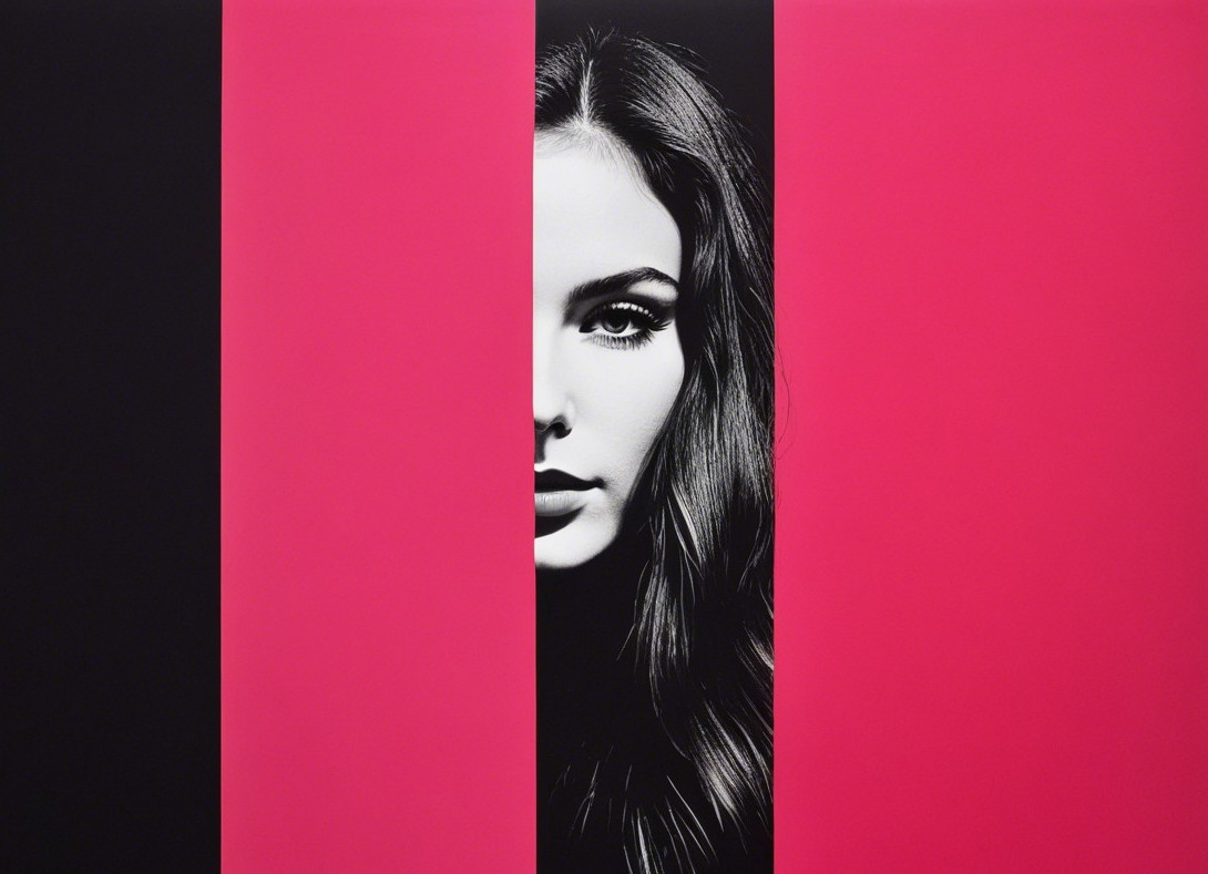 Monochrome Portrait of a Woman with Bold Background