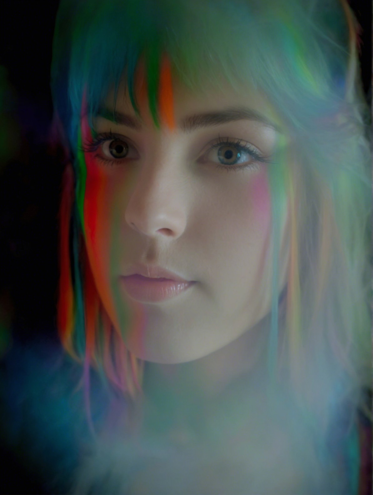 Close-up Portrait of a Young Woman with Dreamy Quality