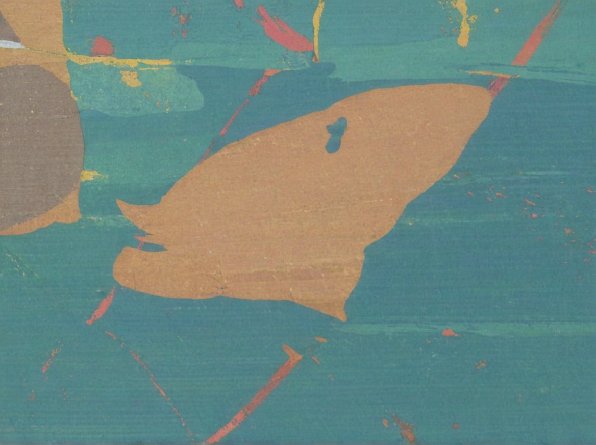 Abstract Composition with Fish Shape and Vibrant Colors