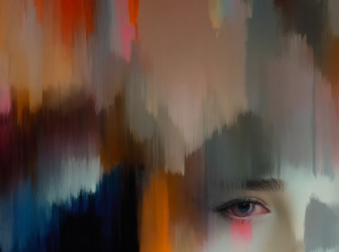 Abstract Composition with Vibrant Colors and Eye