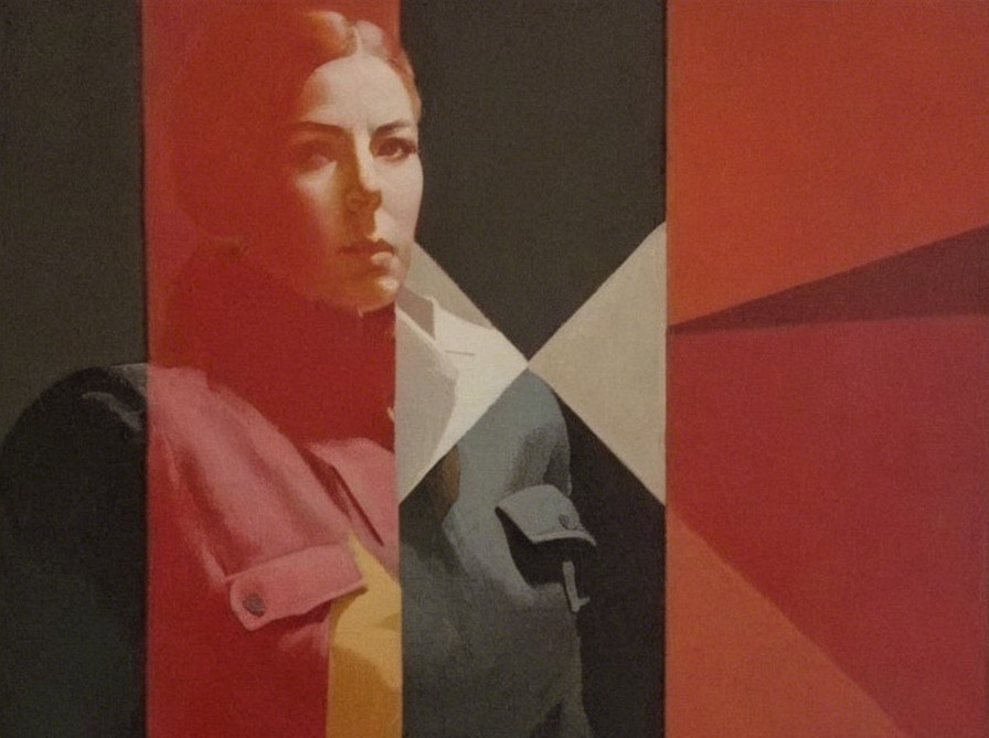Cubist Painting of a Woman's Face in Geometric Shapes