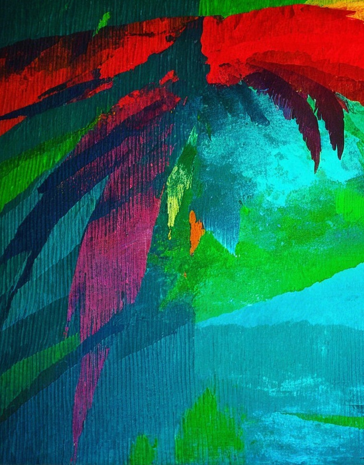 Vibrant Abstract Artwork with Bold Brushstrokes and Colors