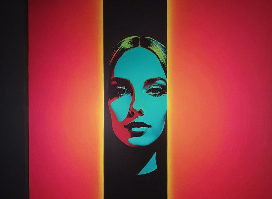 Stylized Portrait of a Woman with Vibrant Background