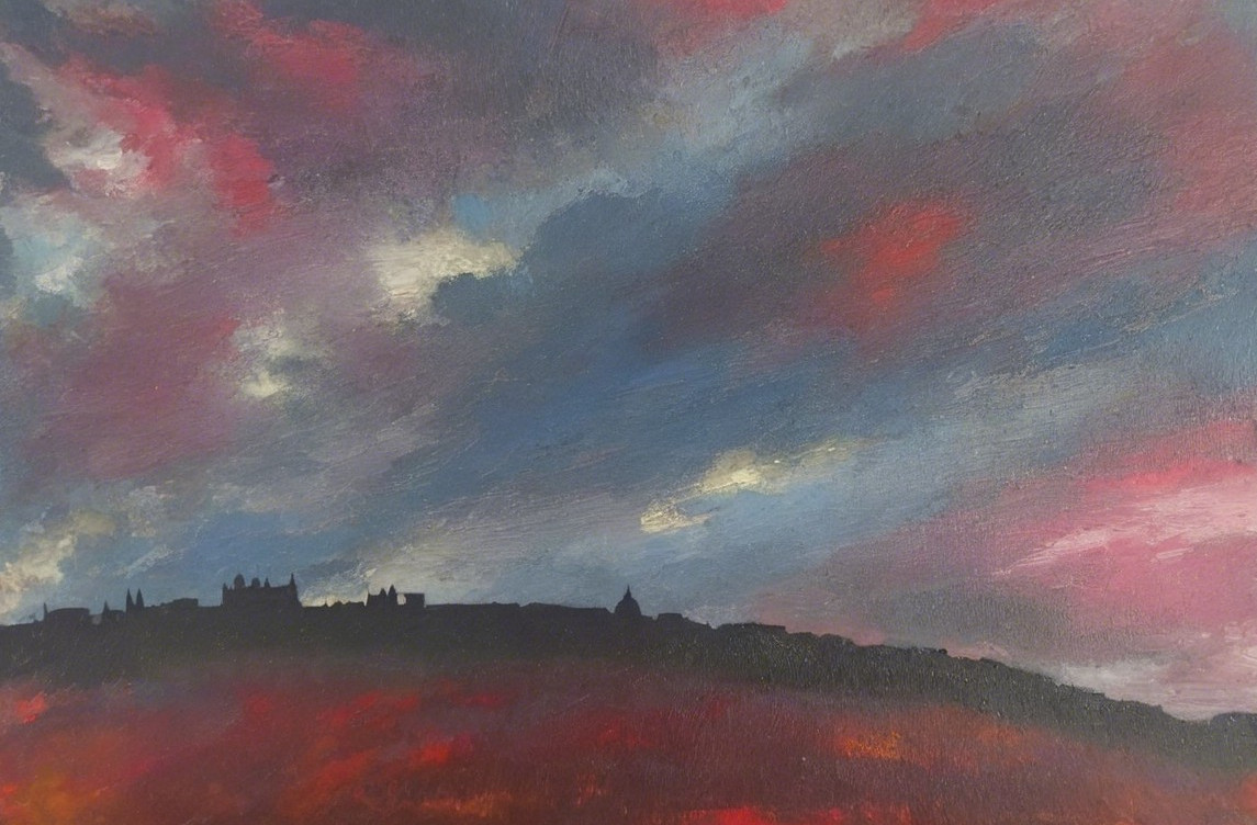 Dramatic Dusk Landscape with Vibrant Gradient Sky