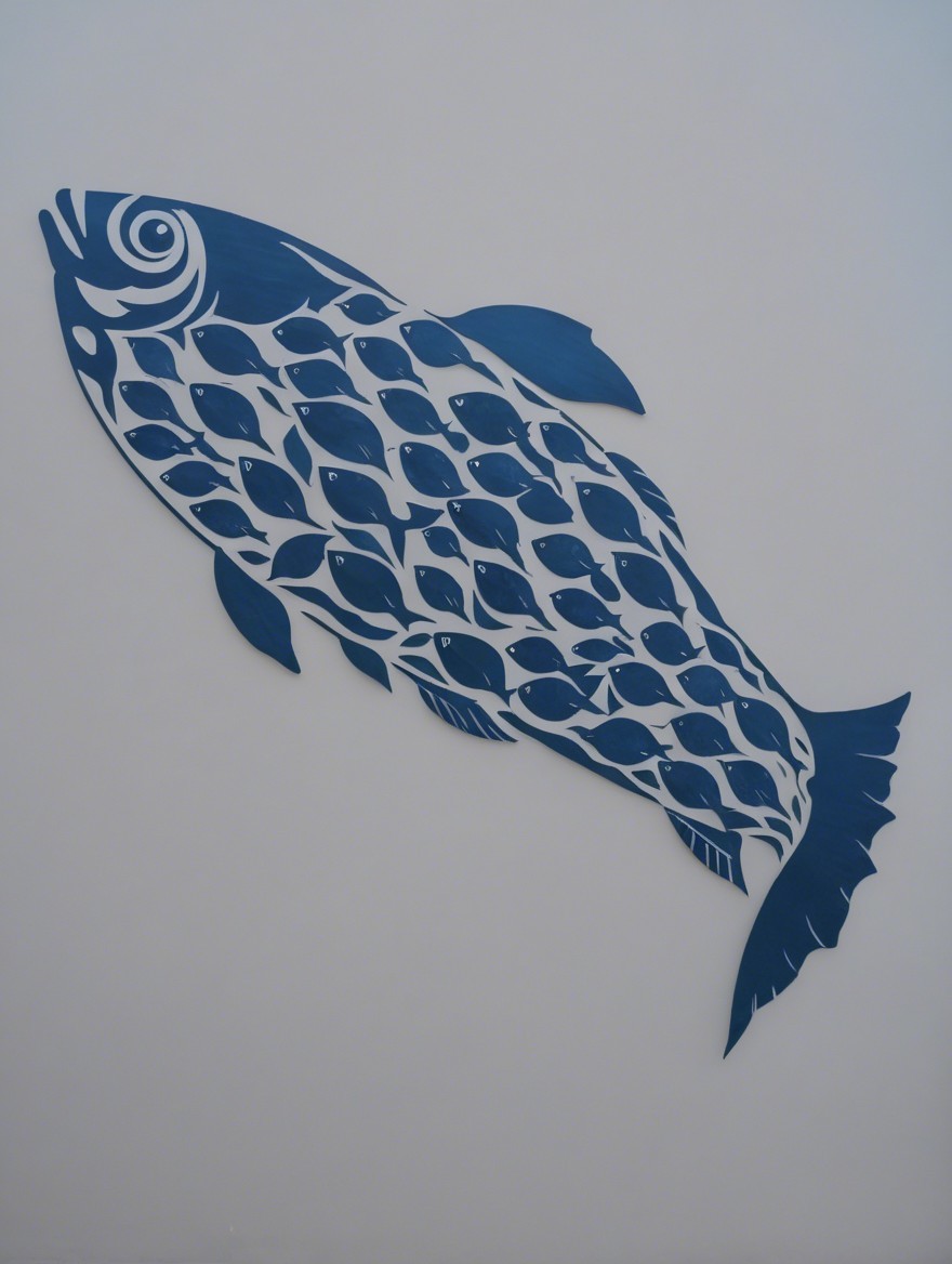 Large Stylized Fish Wall Art with Intricate Design