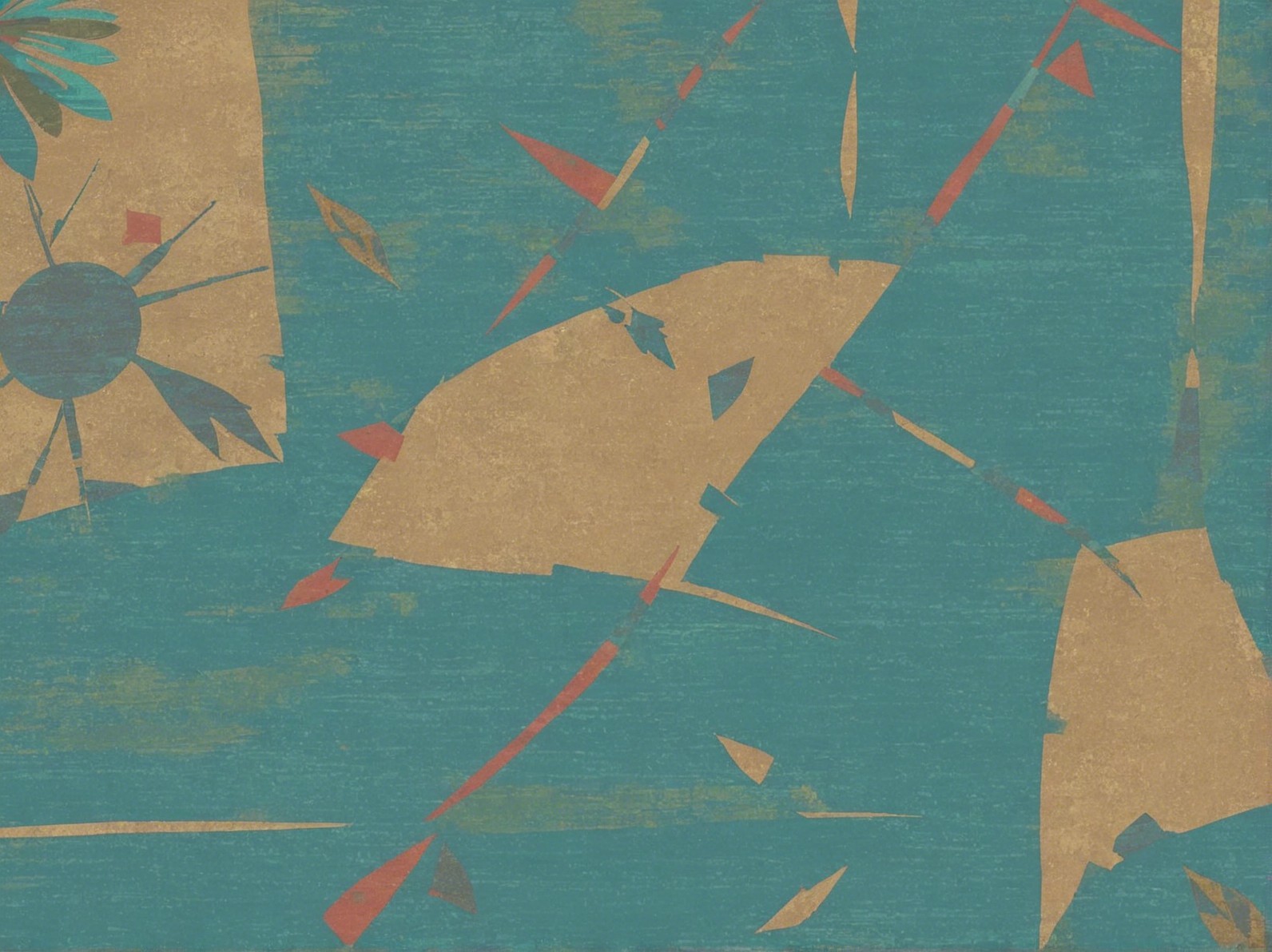 Digital Collage Illustration on Aquatic Teal Background