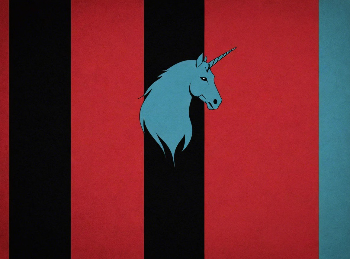 Vertical Striped Background with Unicorn Silhouette