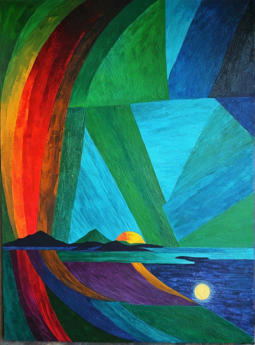 Vibrant Abstract Painting with Bold Lines and Colors