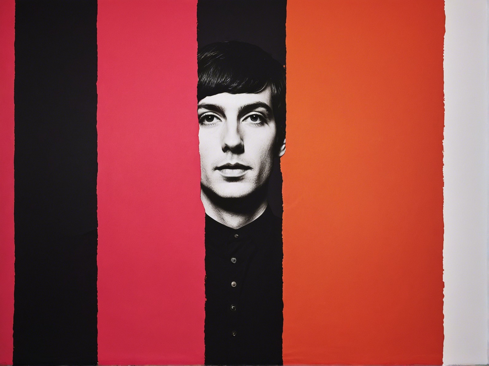 Portrait of a Man Surrounded by Colorful Blocks