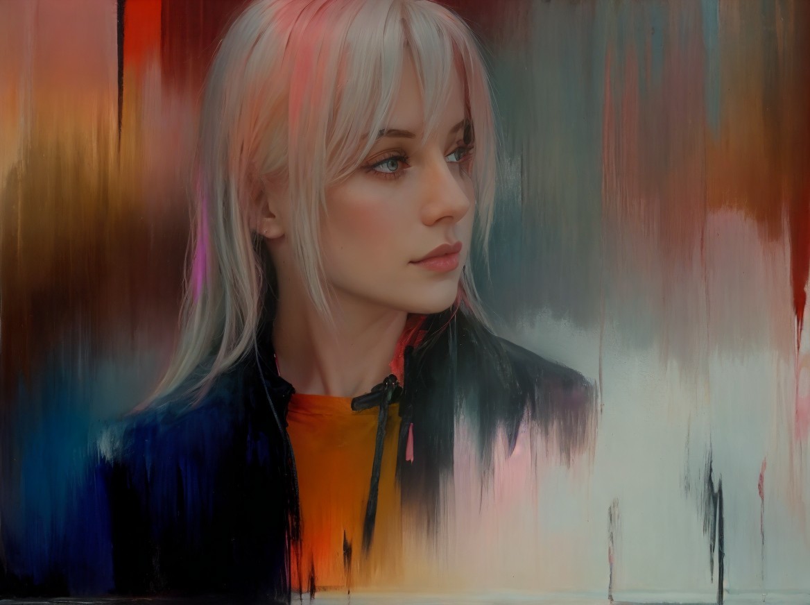 Portrait of a Young Woman with Blonde Hair and Blue Eyes