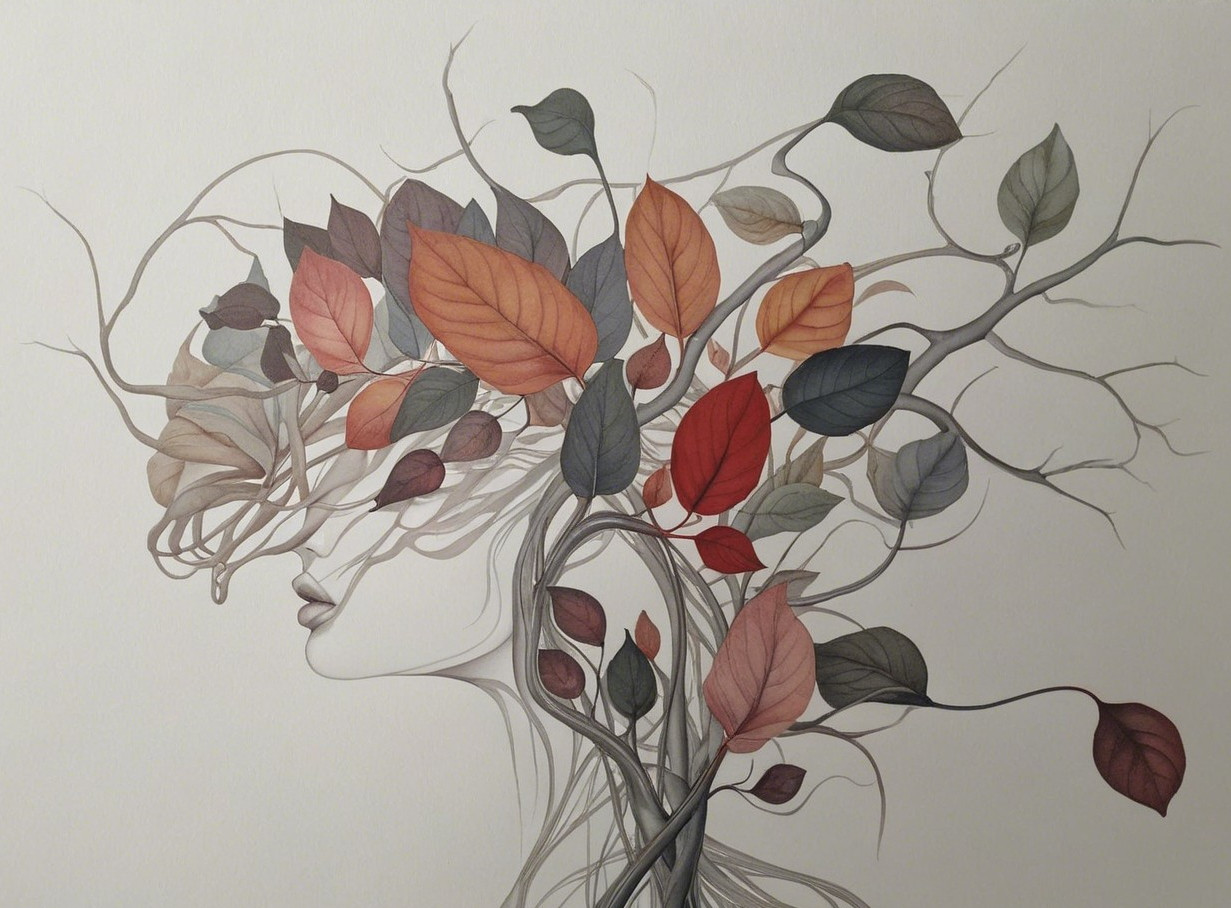 Artistic Representation of Human Head with Nature Elements