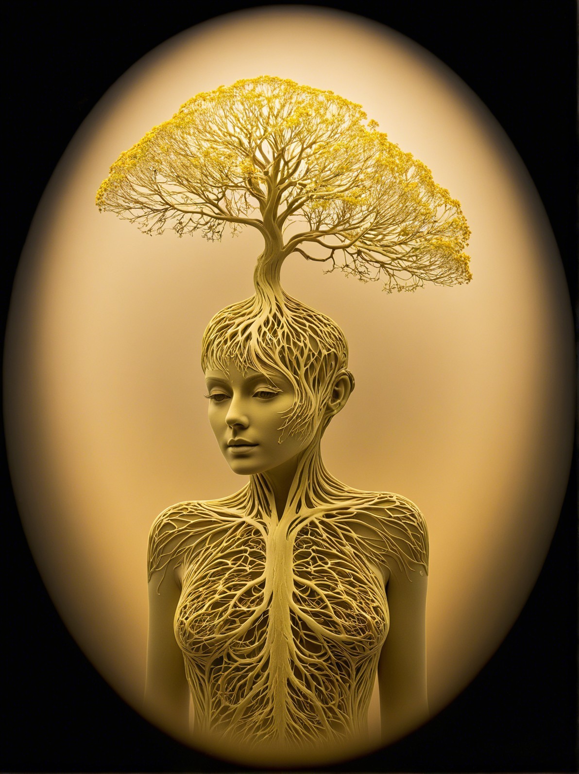 Surreal Human-Nature Fusion with Tree-Like Structure