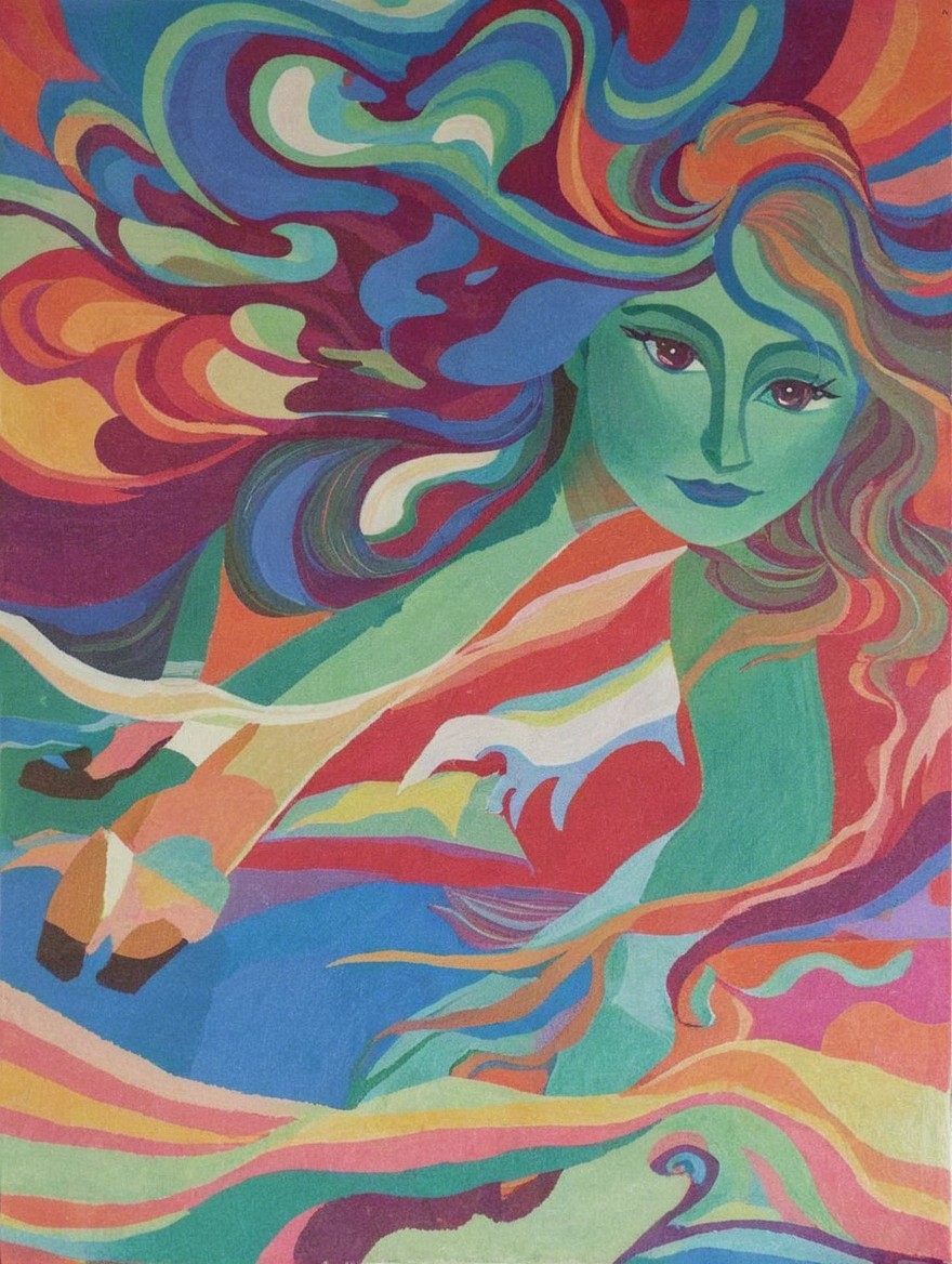 Vibrant Abstract Mermaid with Colorful Background