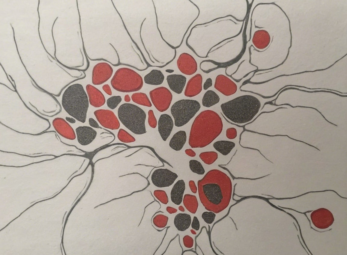 Abstract Design with Intertwining Lines and Shapes