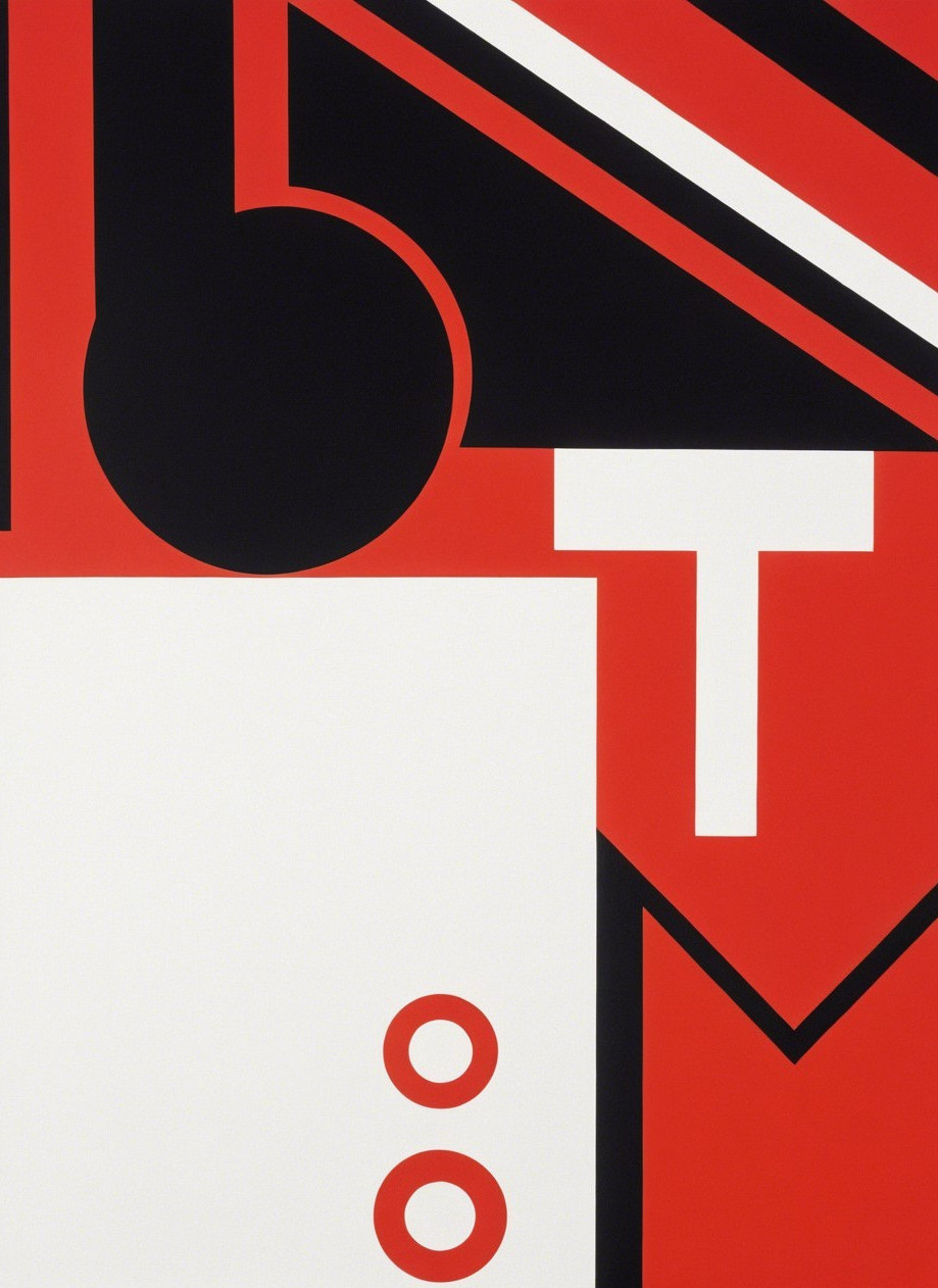 Bold Abstract Composition with Red, Black, and White