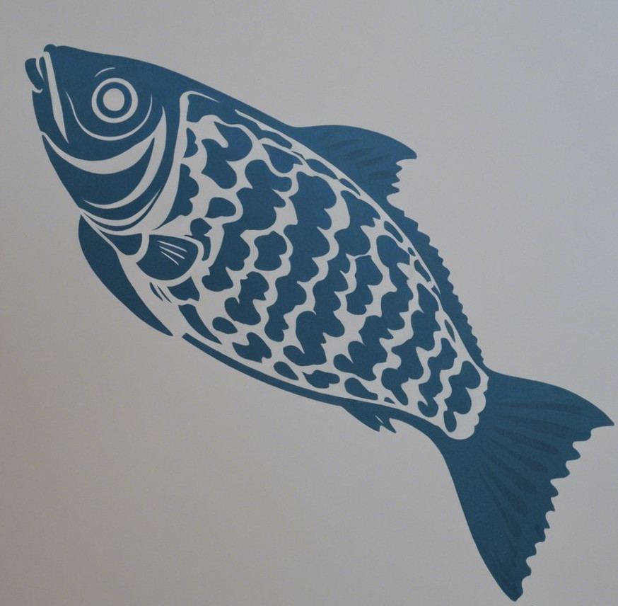 Stylized Blue Fish with Intricate Patterns and Details