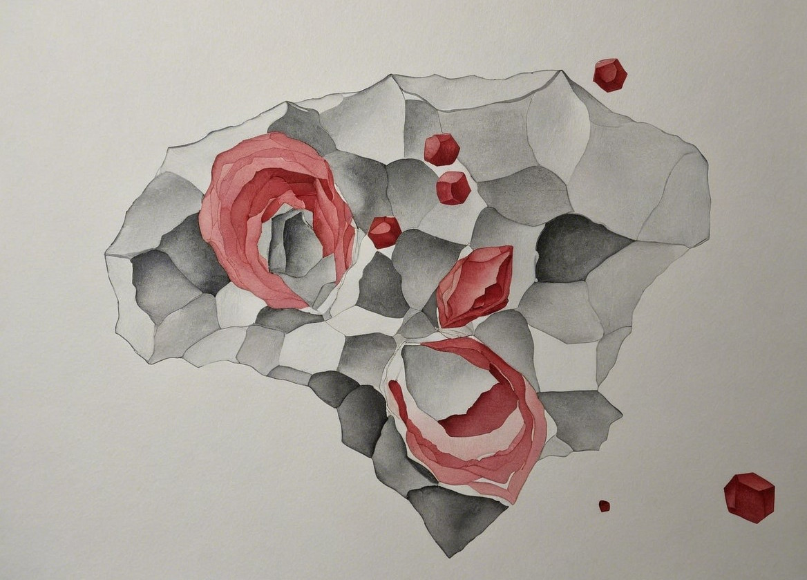 Abstract Geometric Shapes in Gray and Pink Tones
