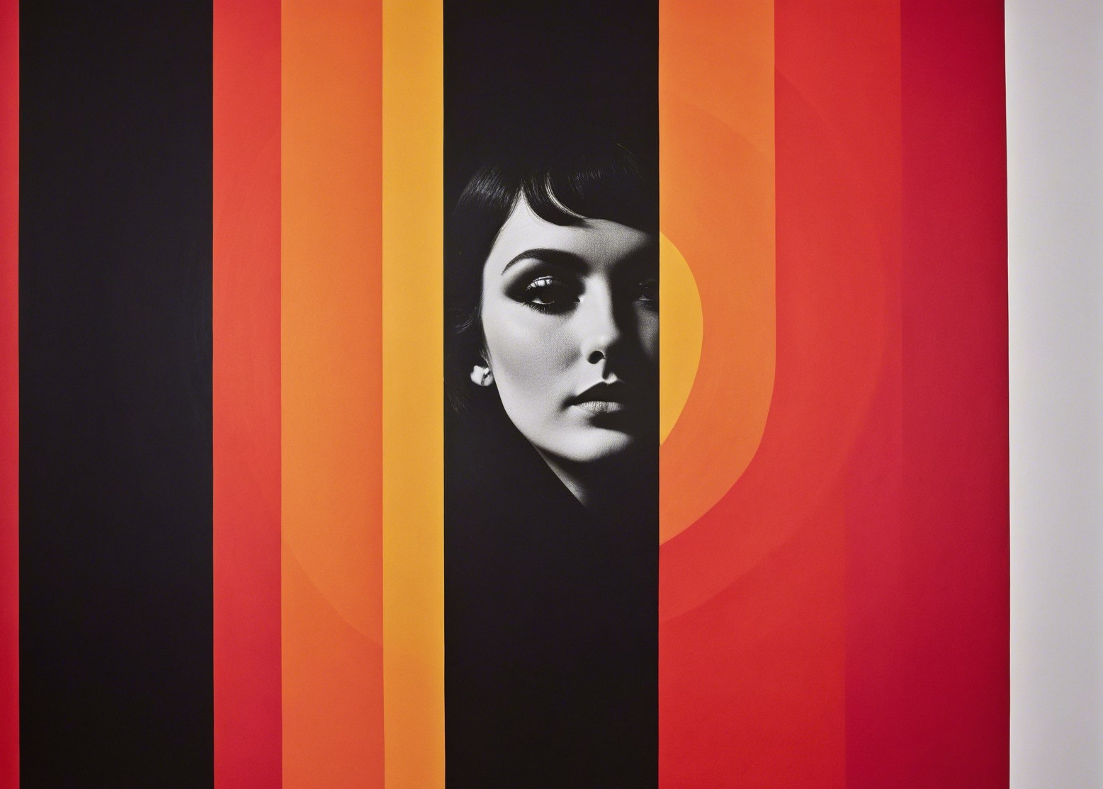 Portrait of a woman with vibrant striped background