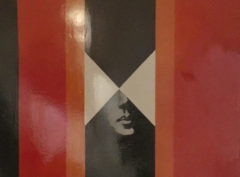 Pop Art Album Cover with Dark-Skinned Profile Design