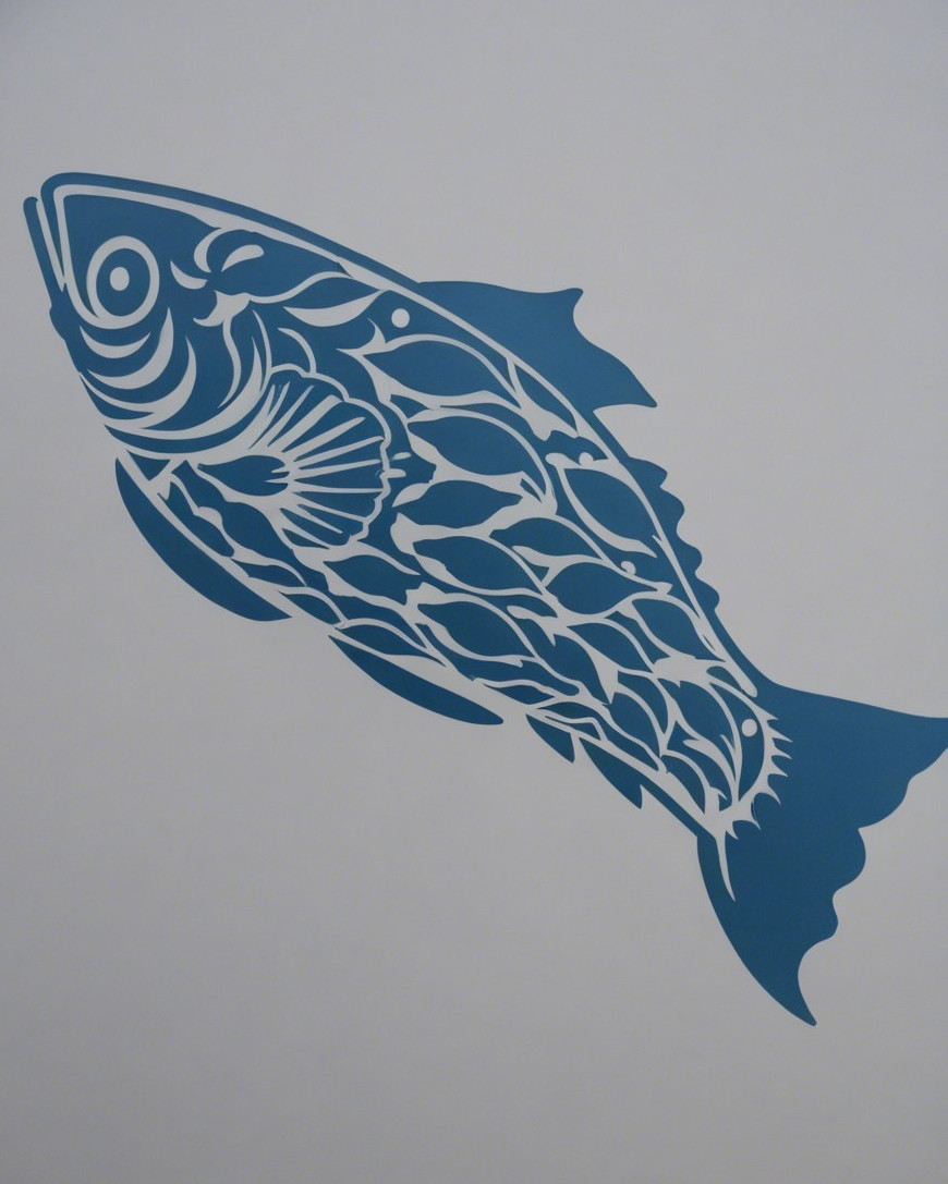 Stylized Blue Fish Design with Intricate Patterns