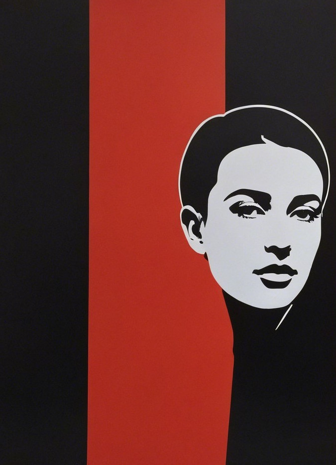 Stylized Graphic Portrait of a Woman in Profile