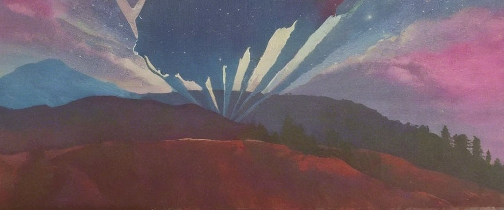 Vibrant Sunset Landscape with Silhouetted Mountains