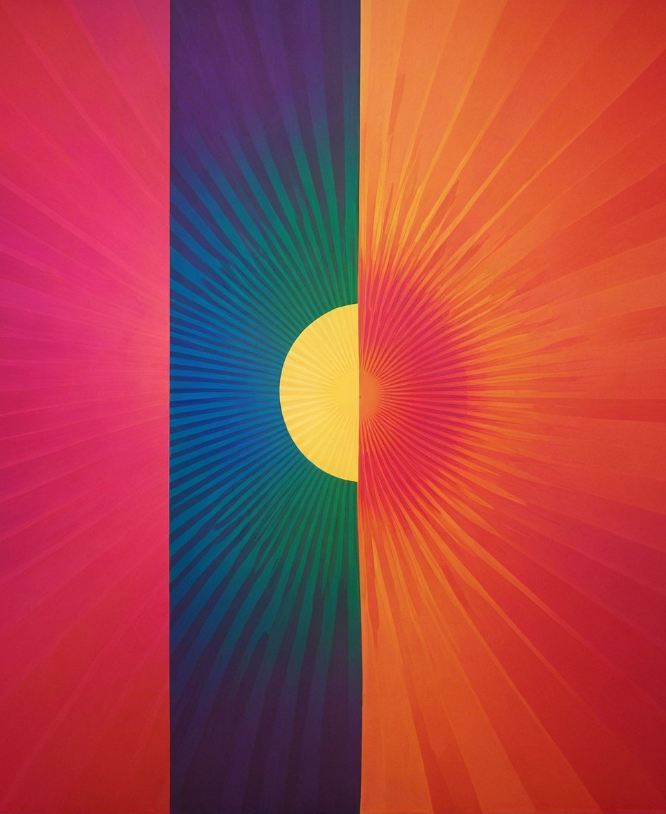 Vibrant Gradient Artwork with Central Yellow Circle