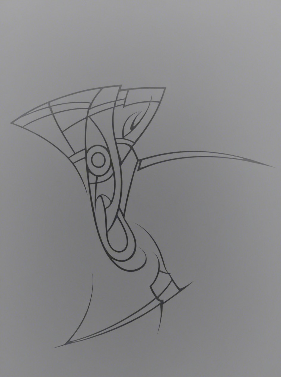 Abstract Design with Flowing Lines and Geometric Shapes