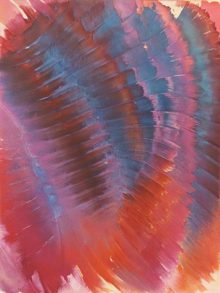 Abstract Painting with Vibrant Red, Blue, and Purple