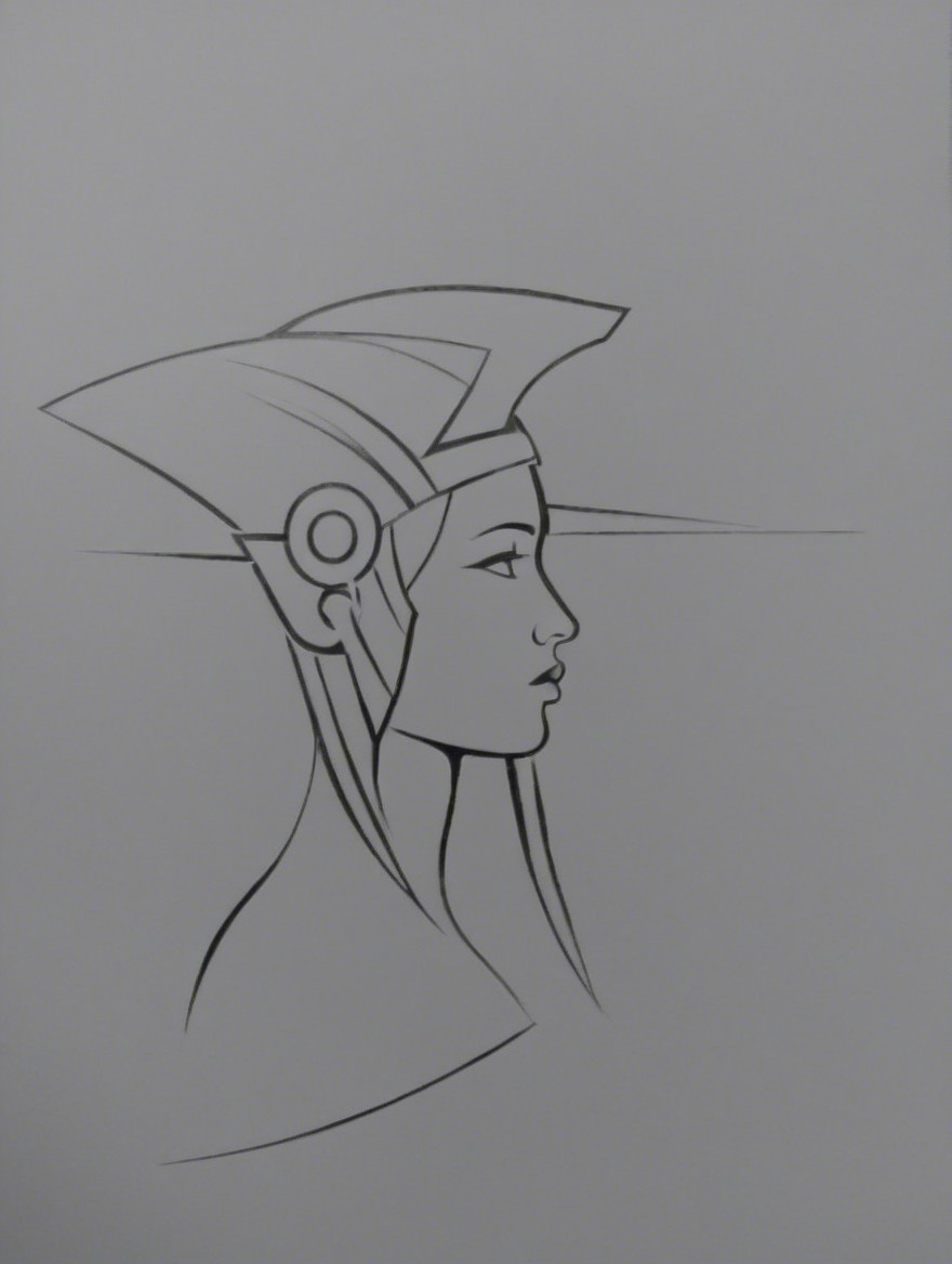 Minimalist Line Drawing of a Woman in Profile