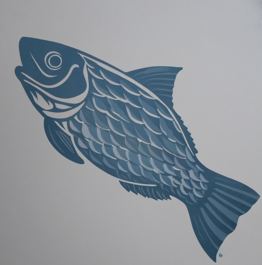 Stylized Blue Fish with Sleek Body and Elegant Fins
