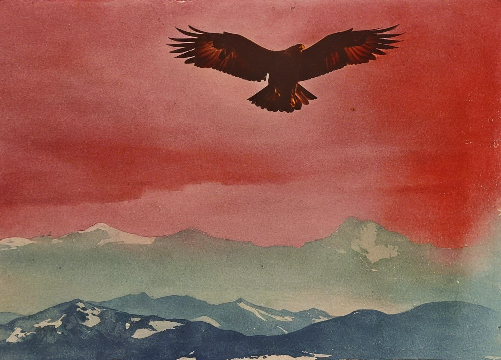 Eagle Soaring Over Vibrant Mountain Landscape