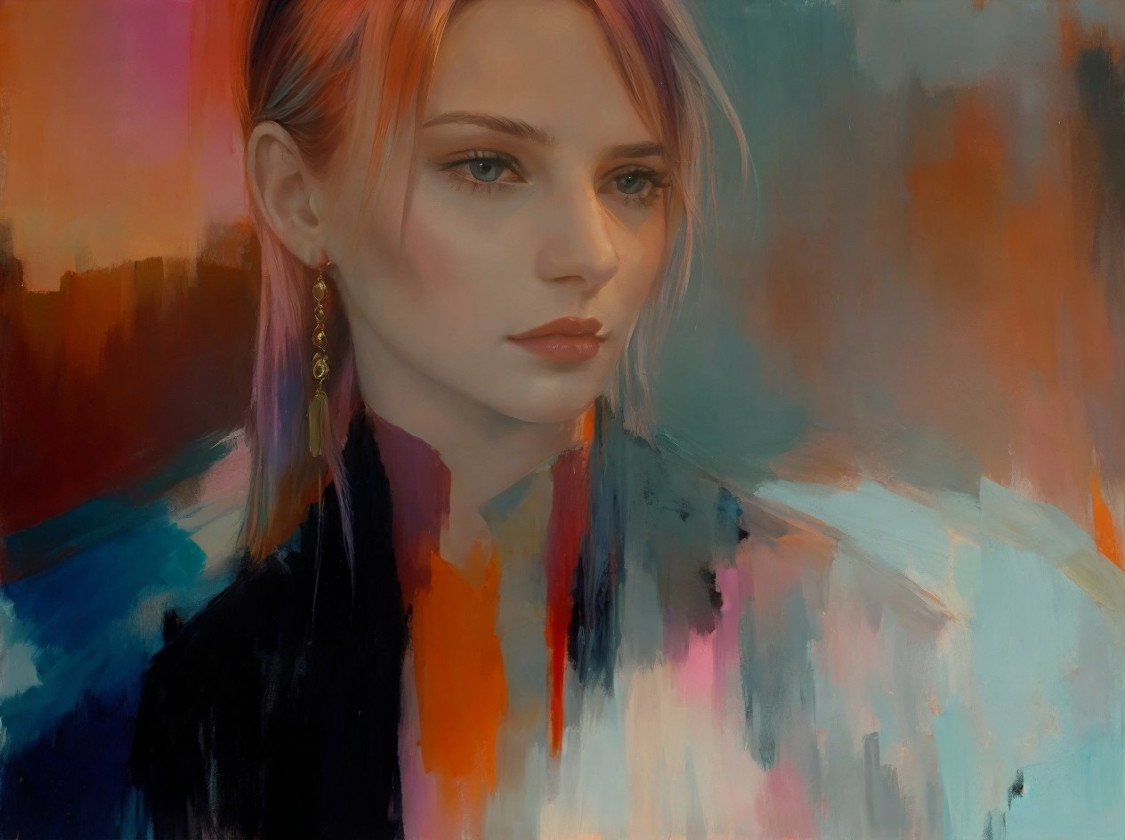 Portrait of a Young Woman with Pastel-Colored Hair