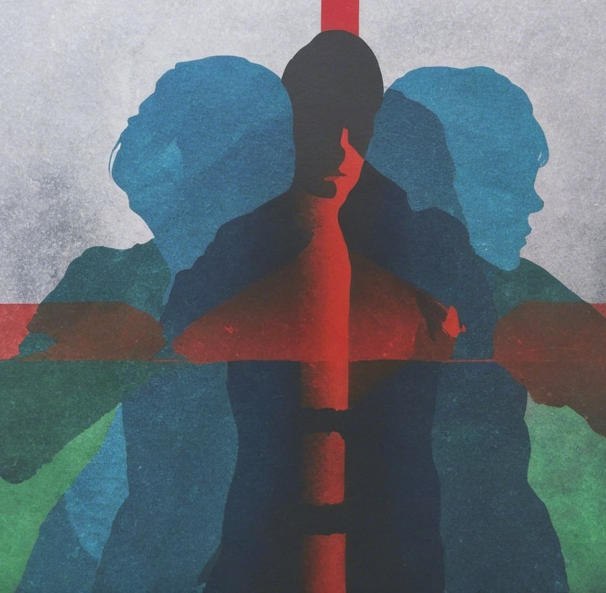 Abstract Composition of Layered Silhouettes in Color