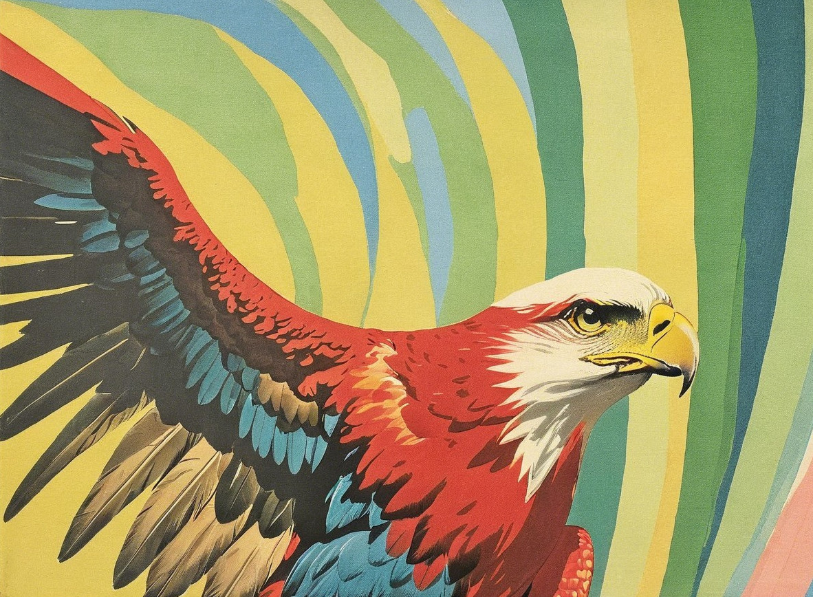 Majestic eagle with vibrant colors and dynamic background