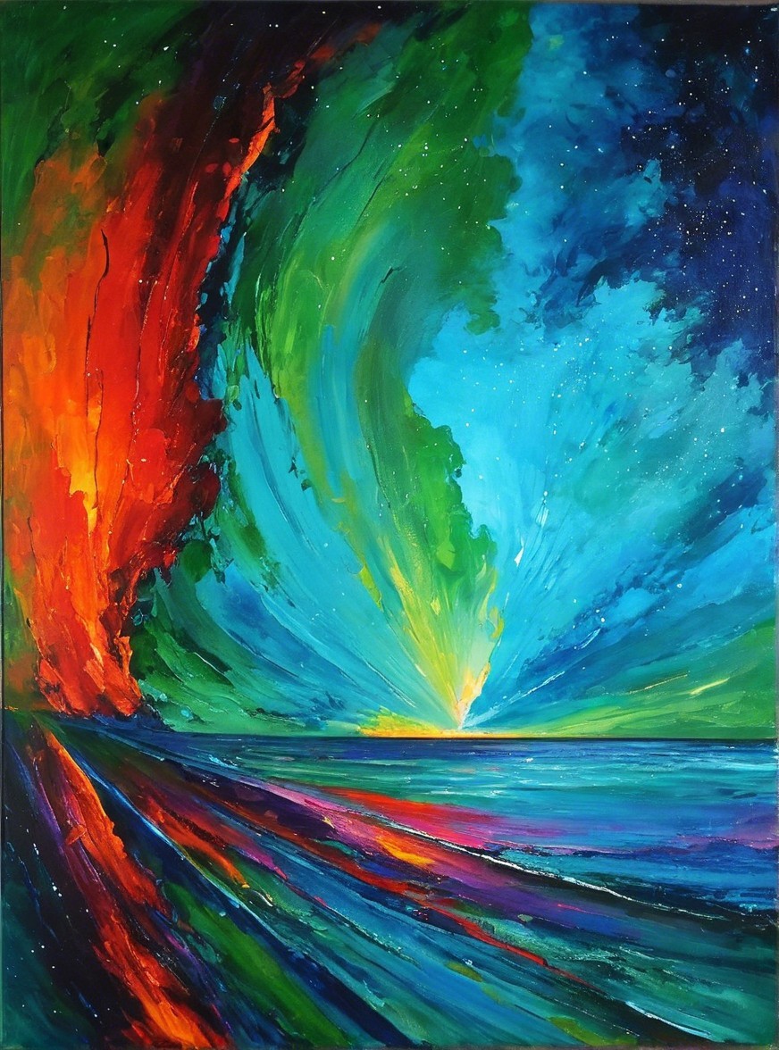 Vibrant Abstract Painting with Contrasting Colors