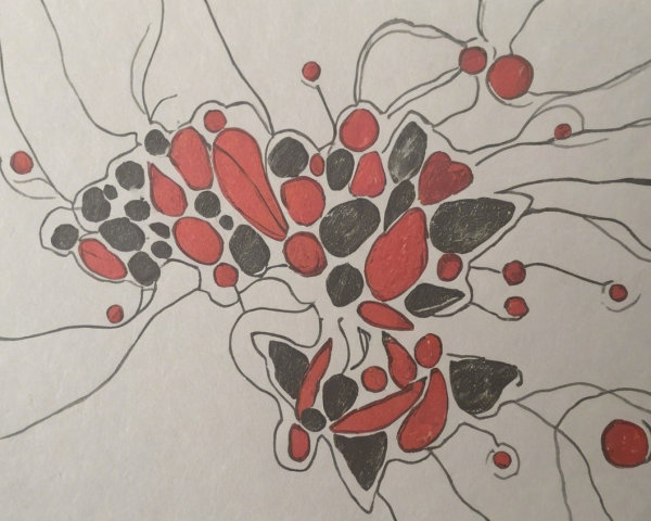 Abstract Composition of Organic Shapes in Vibrant Colors