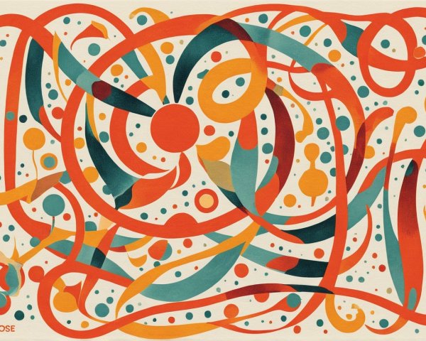 Abstract Composition of Swirling Lines and Shapes