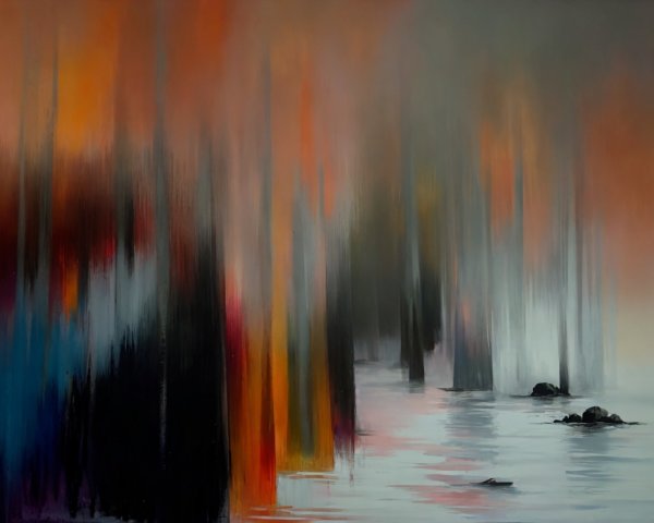 Vibrant Ethereal Landscape with Serene Water Reflection