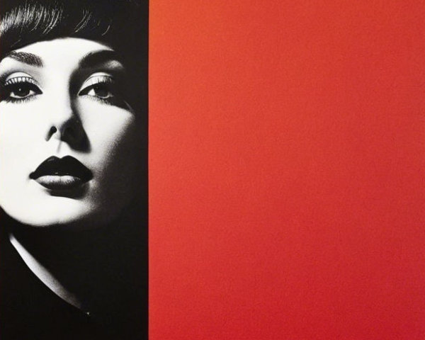 Monochromatic Portrait of a Woman with Red Background
