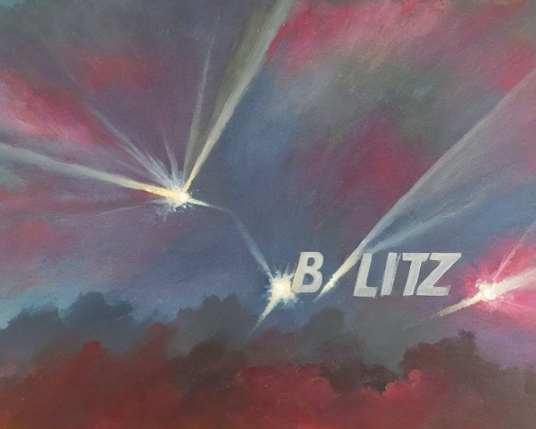 Celestial Scene with Comets and Bold "BLITZ" Text