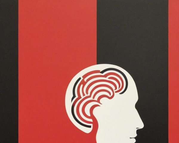 Bold Red and Black Striped Design with Silhouette