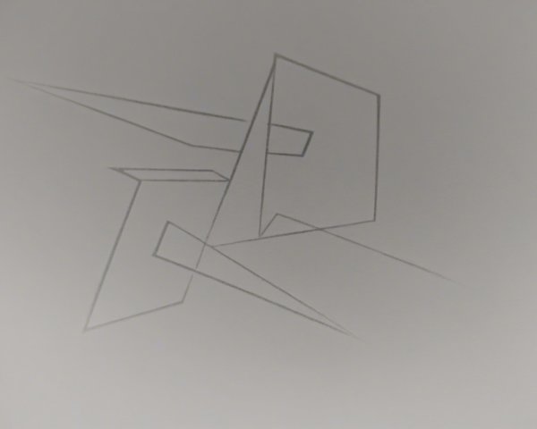 Abstract Composition of Gray Angled Lines on Background