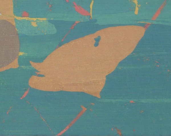 Abstract Composition with Fish Shape and Vibrant Colors