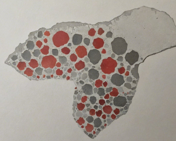 Textured Material Resembling Rock Fragment in Gray and Red