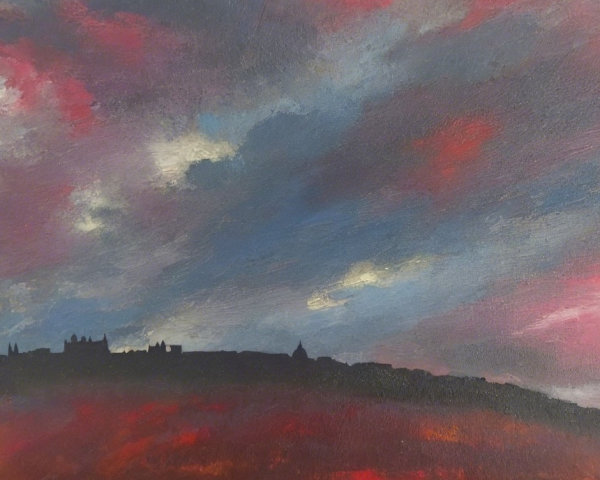 Dramatic Dusk Landscape with Vibrant Gradient Sky